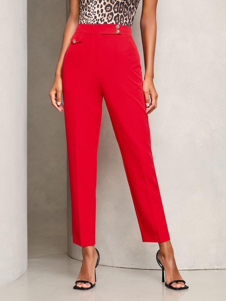 Lipsy Red Pocket Detail Tapered Trousers - Image 1 of 4