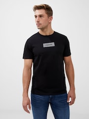 French Connection Black Organic Repeat Logo Graphic T-Shirt - Image 1 of 2