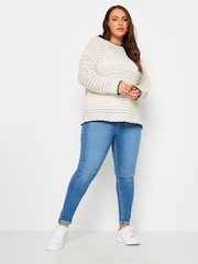 Yours Curve Cream Tipped Edge Crochet Jumper - Image 2 of 5