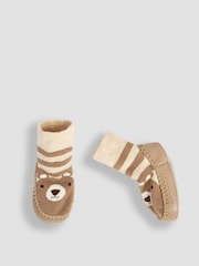 JoJo Maman Bébé Brown Bear Moccasin Slipper Socks - Image 3 of 4