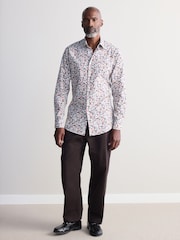 White Ditsy Floral Slim Fit Signature Single Cuff 100% Cotton Formal Shirt - Image 2 of 8