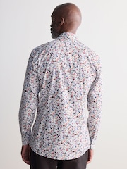 White Ditsy Floral Slim Fit Signature Single Cuff 100% Cotton Formal Shirt - Image 3 of 8