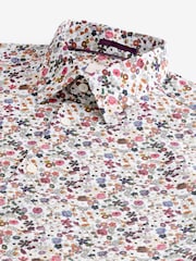 White Ditsy Floral Slim Fit Signature Single Cuff 100% Cotton Formal Shirt - Image 7 of 8