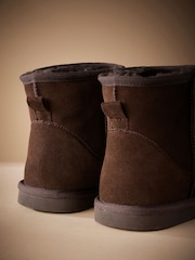 Brown Signature Suede Slipper Boots with Faux Fur Lining - Image 4 of 5