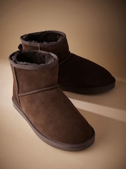 Brown Signature Suede Slipper Boots with Faux Fur Lining - Image 5 of 5
