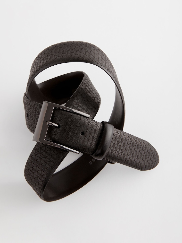 Black Geometric Signature Laser Engraved Belt - Image 2 of 3