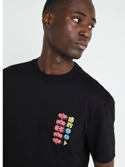 River Island Black Short Sleeve Regular Fit 100% Cotton Crane Embroidery T-Shirt - Image 3 of 5