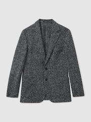 Reiss Navy/Grey Mineral Tweed Single-Breasted Blazer with Wool - Image 2 of 6