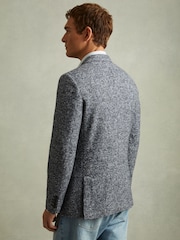 Reiss Navy/Grey Mineral Tweed Single-Breasted Blazer with Wool - Image 4 of 6