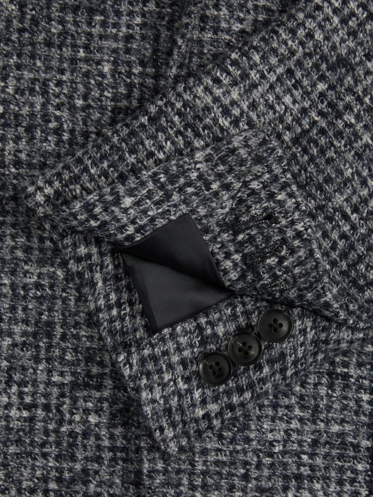 Reiss Navy/Grey Mineral Tweed Single-Breasted Blazer with Wool - Image 6 of 6