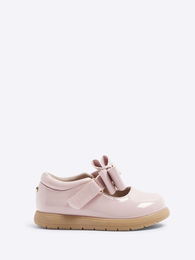 River Island Pink Girls Patent Bow Mary Jane Shoes - Image 1 of 3 River Island Pink Girls Patent Bow Mary Jane Shoes - Image 1 of 3