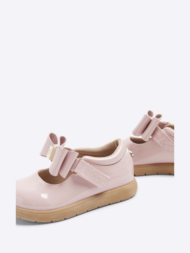 River Island Pink Girls Patent Bow Mary Jane Shoes - Image 3 of 3
