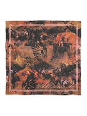 AllSaints Brown Large Colca Square 100% Cotton Scarf - Image 1 of 4