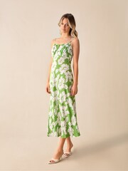 Ro&Zo Green Print Keyhole Front Midi Dress - Image 1 of 4