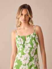 Ro&Zo Green Print Keyhole Front Midi Dress - Image 2 of 4
