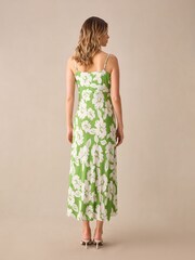 Ro&Zo Green Print Keyhole Front Midi Dress - Image 3 of 4