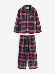Navy/Red Check Single Traddy Woven 100% Cotton Pyjamas (9mths-10yrs) - Image 2 of 5