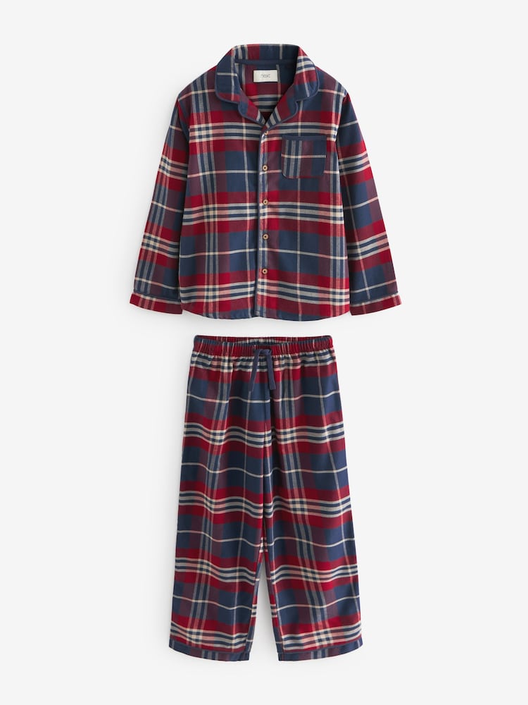 Navy/Red Check Single Traddy Woven 100% Cotton Pyjamas (9mths-10yrs) - Image 2 of 5