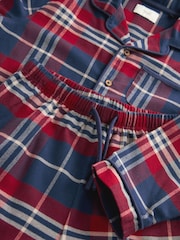 Navy/Red Check Single Traddy Woven 100% Cotton Pyjamas (9mths-10yrs) - Image 4 of 5