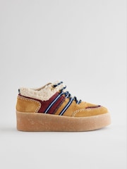 Rjava - Forever Comfort® Leather (sintetična tkanina) borg Chunky čevlji s polno peto na vezalke; z vezalkami Trainers - Slika 5 iz 9