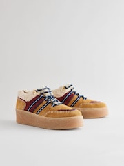 Rjava - Forever Comfort® Leather (sintetična tkanina) borg Chunky čevlji s polno peto na vezalke; z vezalkami Trainers - Slika 6 iz 9