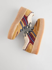 Rjava - Forever Comfort® Leather (sintetična tkanina) borg Chunky čevlji s polno peto na vezalke; z vezalkami Trainers - Slika 7 iz 9