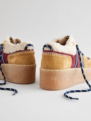 Rjava - Forever Comfort® Leather (sintetična tkanina) borg Chunky čevlji s polno peto na vezalke; z vezalkami Trainers - Slika 9 iz 9