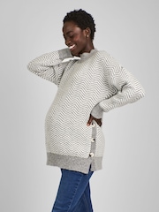 JoJo Maman Bébé Charcoal Grey Maternity And Nursing Turtle Neck Jumper - Image 1 of 4