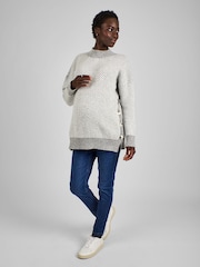 JoJo Maman Bébé Charcoal Grey Maternity And Nursing Turtle Neck Jumper - Image 3 of 4