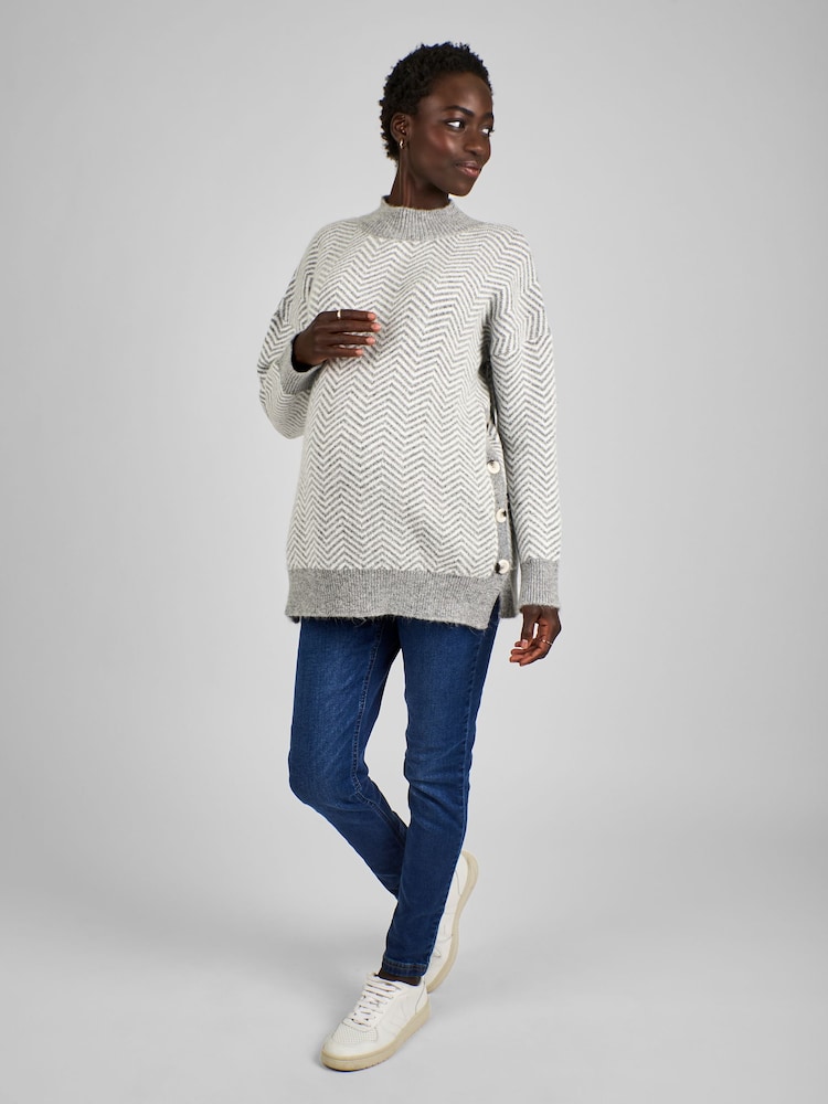 JoJo Maman Bébé Charcoal Grey Maternity And Nursing Turtle Neck Jumper - Image 3 of 4