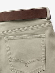 Light Stone Straight Fit Belted Textured 5 Pocket Trousers - Image 10 of 11