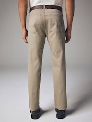 Light Stone Straight Fit Belted Textured 5 Pocket Trousers - Image 2 of 11