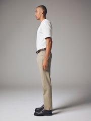 Light Stone Straight Fit Belted Textured 5 Pocket Trousers - Image 3 of 11