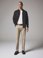 Light Stone Straight Fit Belted Textured 5 Pocket Trousers - Image 4 of 11