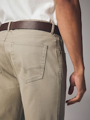 Light Stone Straight Fit Belted Textured 5 Pocket Trousers - Image 6 of 11