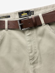 Light Stone Straight Fit Belted Textured 5 Pocket Trousers - Image 9 of 11