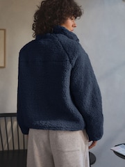 Navy Blue Borg Half Zip Jacket - Image 3 of 8
