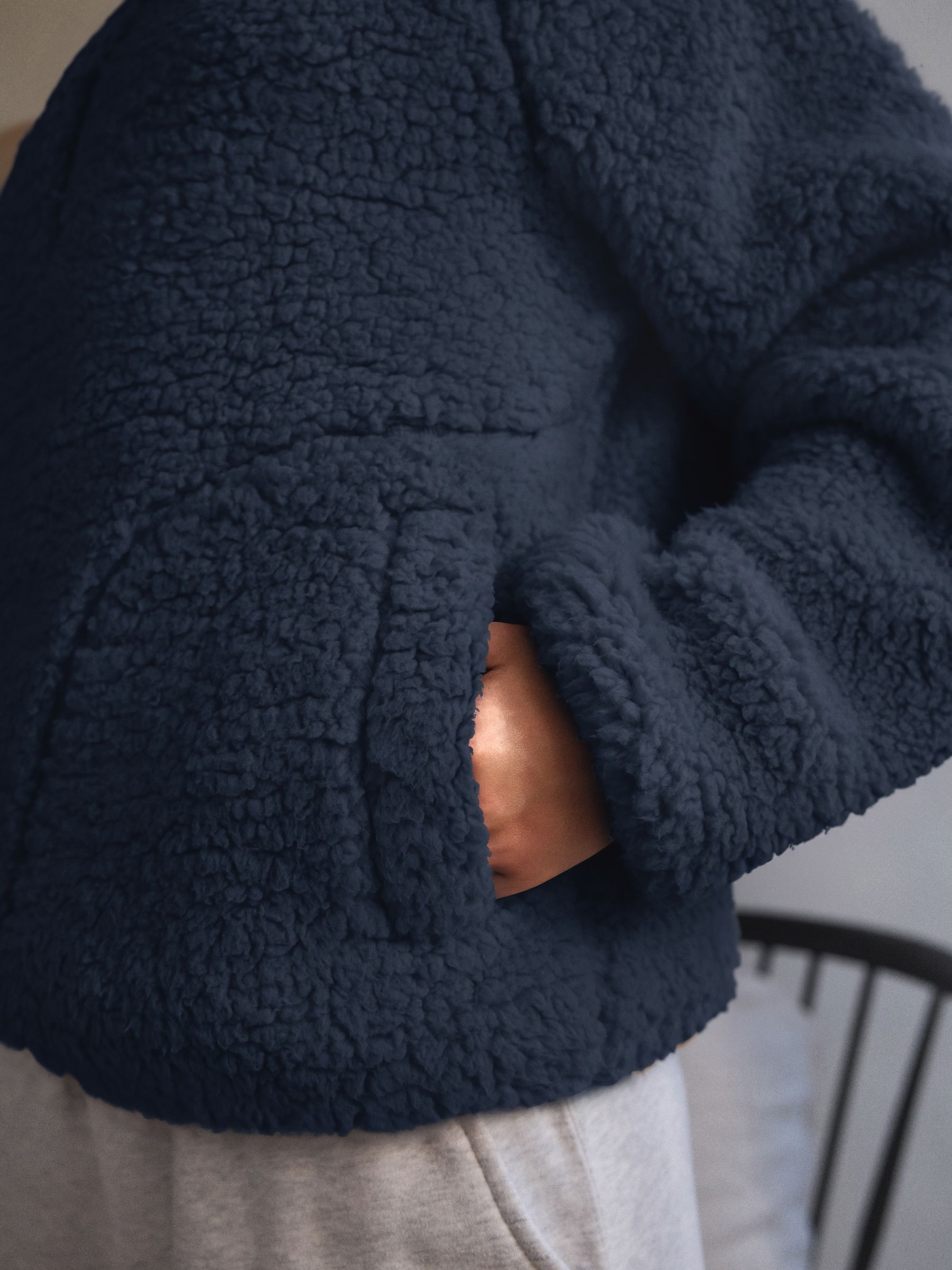 Buy Navy Blue Borg Half Zip Jacket from Next USA