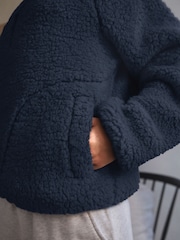 Navy Blue Borg Half Zip Jacket - Image 5 of 8
