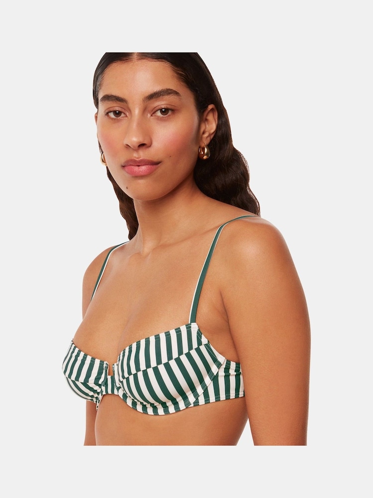 Whistles Green Stripe Bikini Top - Image 1 of 5