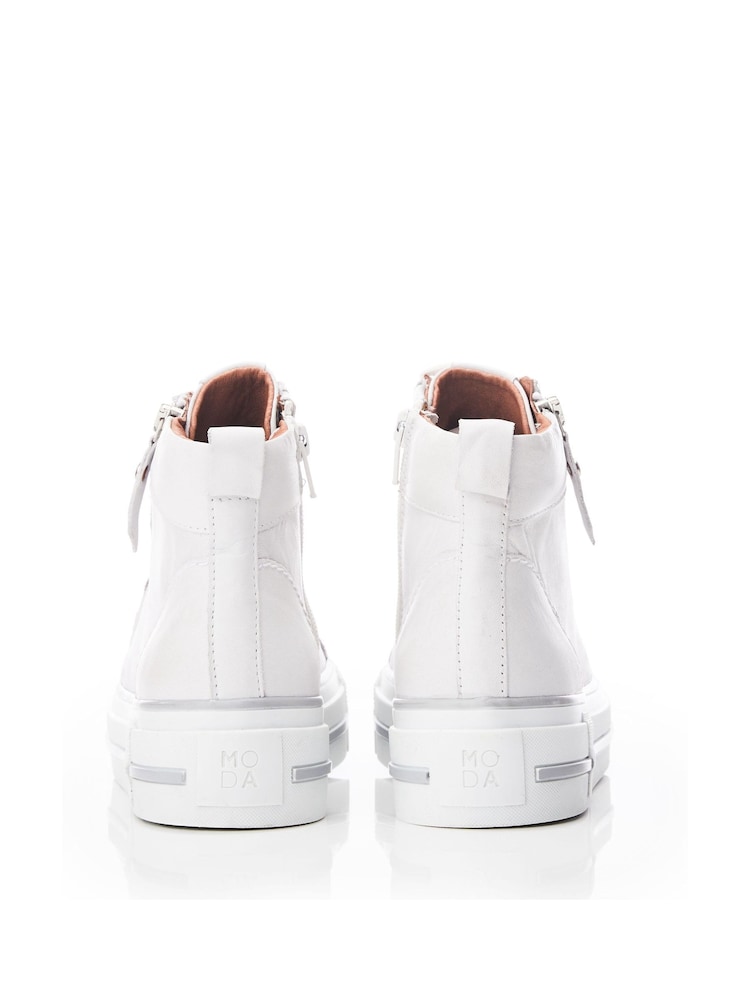 Белый - Moda in Pelle Annaken High Top Chunky Lace-Up Leather Trainers - Image 2 of 4