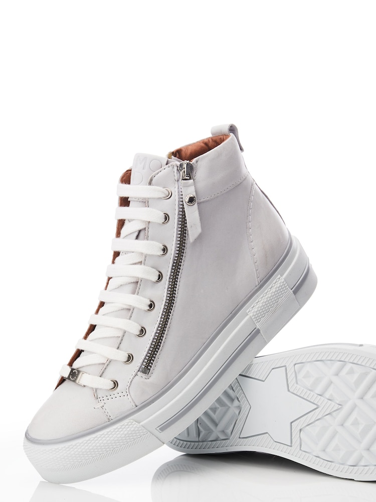 Белый - Moda in Pelle Annaken High Top Chunky Lace-Up Leather Trainers - Image 4 of 4