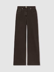 Reiss Chocolate Layla Relaxed Garment Dyed Wide Leg Jeans - Image 2 of 5