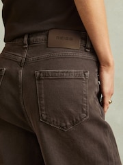 Reiss Chocolate Layla Relaxed Garment Dyed Wide Leg Jeans - Image 4 of 5
