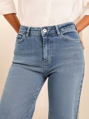 Lipsy Authentic Blue Cropped Turn Up Wide Leg Jeans - Image 4 of 4