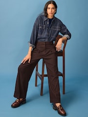 Burgundy Red Warm Handle Pinstripe Wide Leg Trousers - Image 2 of 8