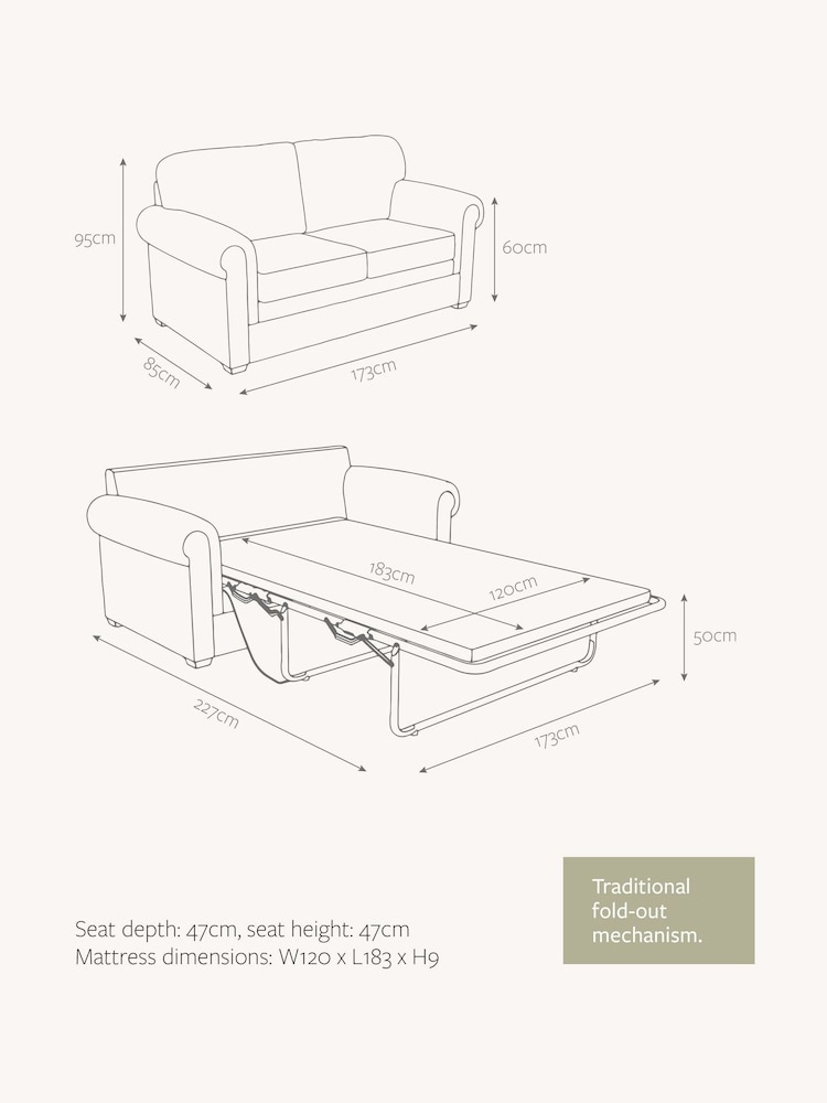Jay-Be Cosy Chenille Hedge Green Heritage 2 Seater Sofa Bed - Image 6 of 6