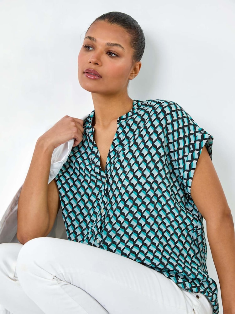 Roman Geometric Print Relaxed Shirt - Imagem 1 de 5