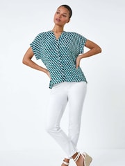 Roman Geometric Print Relaxed Shirt - Imagem 2 de 5