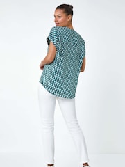 Roman Geometric Print Relaxed Shirt - Imagem 3 de 5